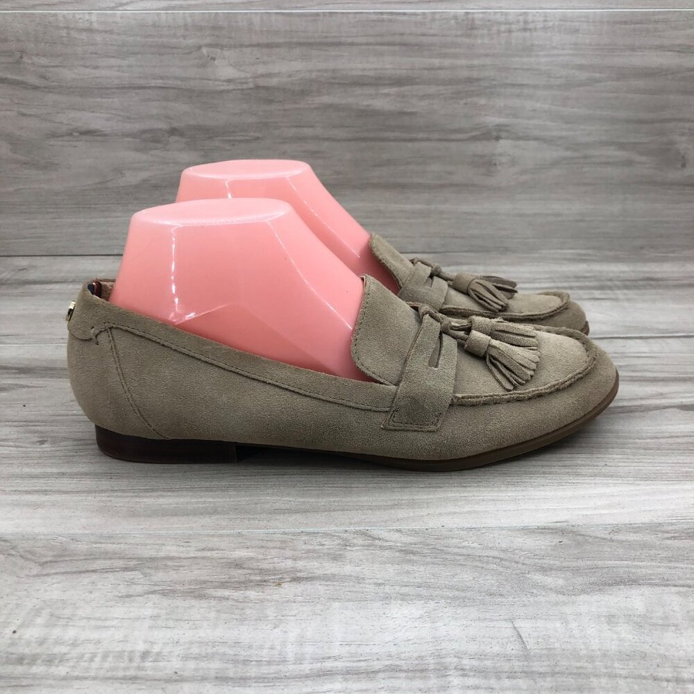 Tommy Hilfiger Loafers Womens 8.5 Sonya Tan Suede Slip On Tassel Shoes